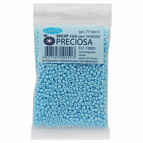 (68000) 331-19001-10/0 Бисер непрозрачный с покрытием 10/0, круг.отв., 20гр Preciosa,упак