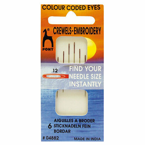 04882 Иглы для вышивания с цветным ушком, разм.12 (6 шт) PONY