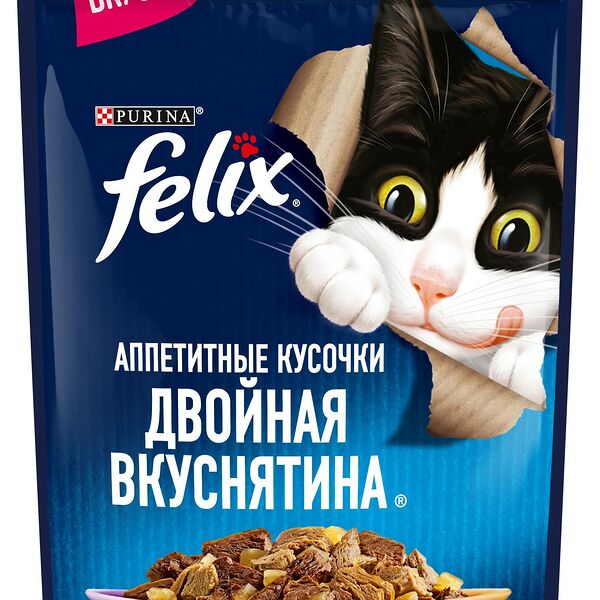 Felix Двойная вкуснятина пауч для кошек (кусочки в желе) Курица и ягненок