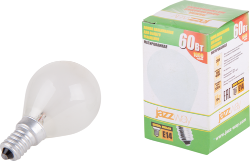 

Лампа накаливания JAZZWAY P45, 240v, 60Вт, E14,матовая