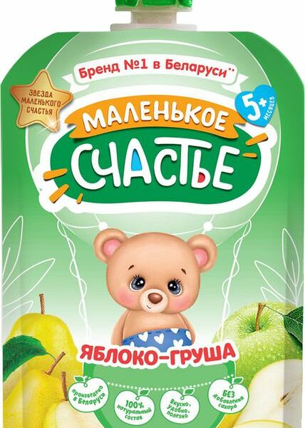 Пюре Маленькое счастье яблоко, груша с 5 месяцев 85 г