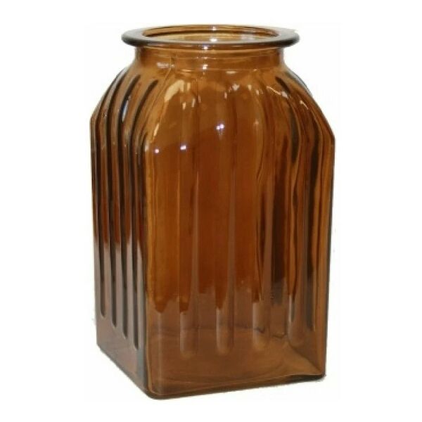 Ваза NiNaGlass Ханна 1, 18.5 см, прямоугольная, стекло, коньяк