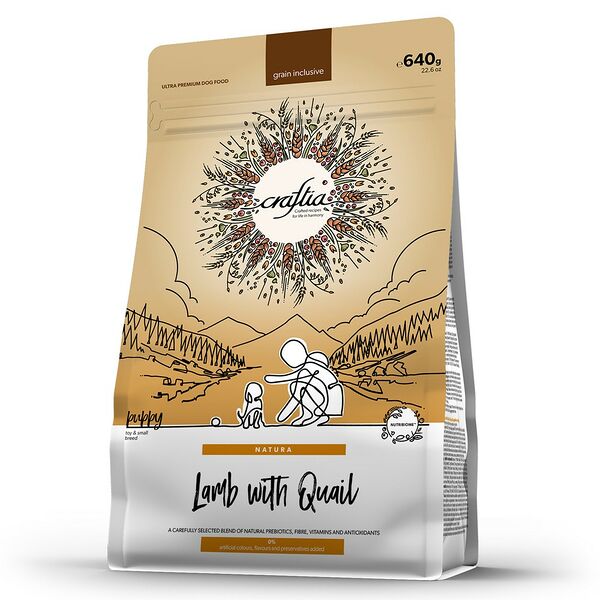 Сухой корм для собак Craftia Natura миниатюрных и мелких пород Ягненок с Перепелкой, 640 г