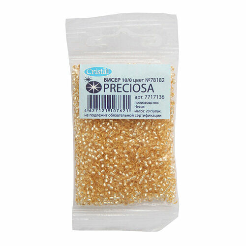 (78182) 331-19001-10/0 Бисер прозрачный solgel с серебр. центром 10/0, круг.отв., 20гр Preciosa,упак