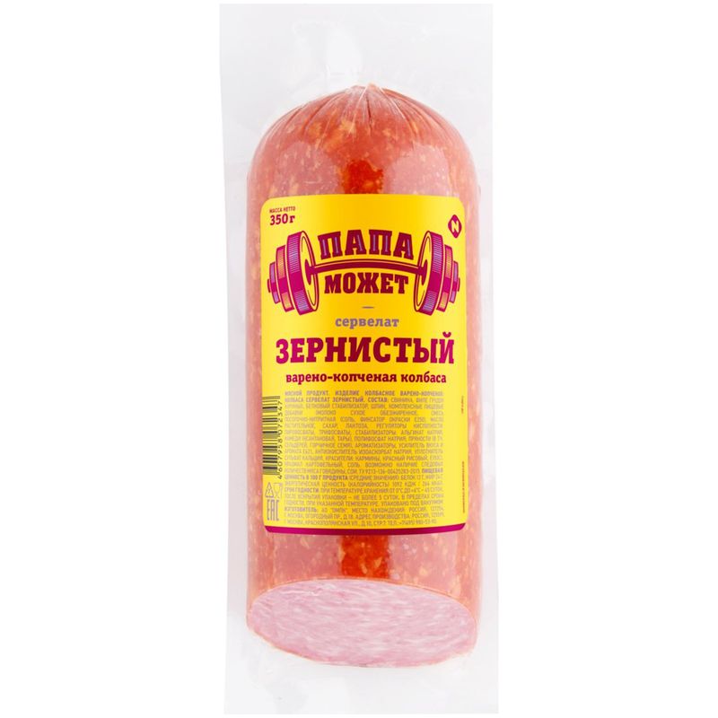

Колбаса копчено-вареная Папа может сервелат зернистый 350 г