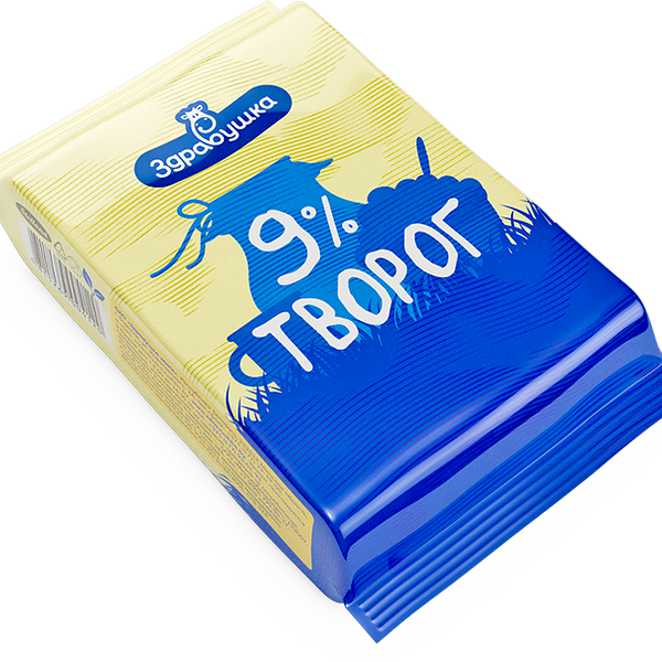 Творог жир. 9% вес 200г пачка Здравушка-Милк
