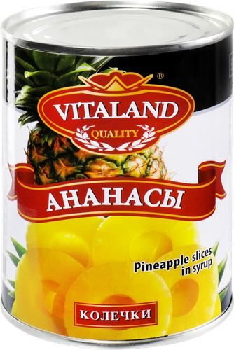 

Ананасы Vitaland Колечки в сиропе 565 г