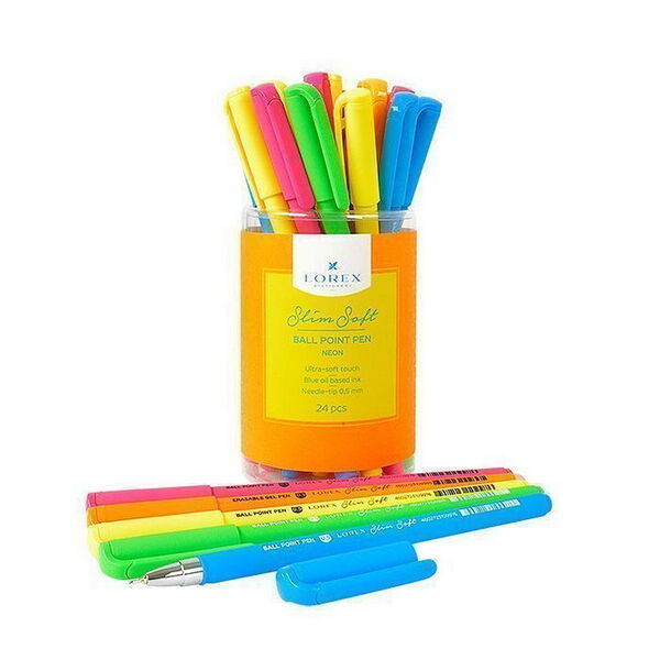 Ручка маслянLorex Neon Slim Soft синий 0,5 мм ассорти кругл корп шт LOREX