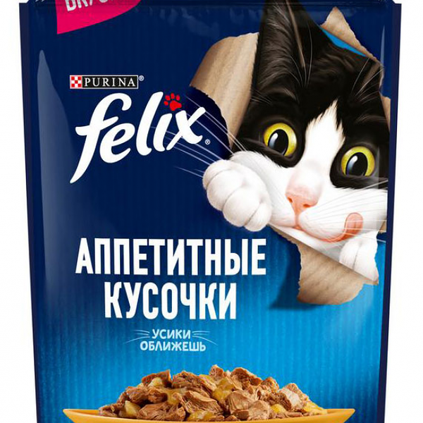Корм влажный для взрослых кошек Felix Аппетитные кусочки курица в желе 85г