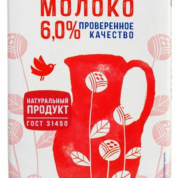 Молоко ультрапастеризованное АШАН Красная птица 6%
