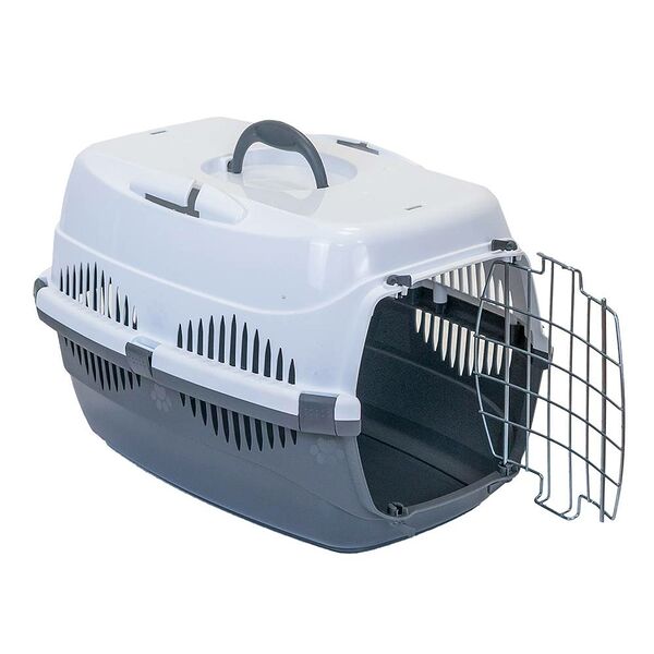 Переноска для животных FOXIE 49х33х32см с металлической дверцей серая (до 12кг)