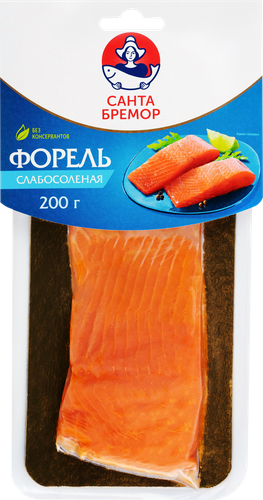 

Форель Санта Бремор слабосоленая филе-кусок 200 г