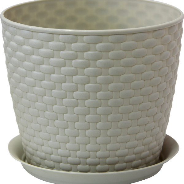 Кашпо Idea Ротанг белое 18х18х15.8 см