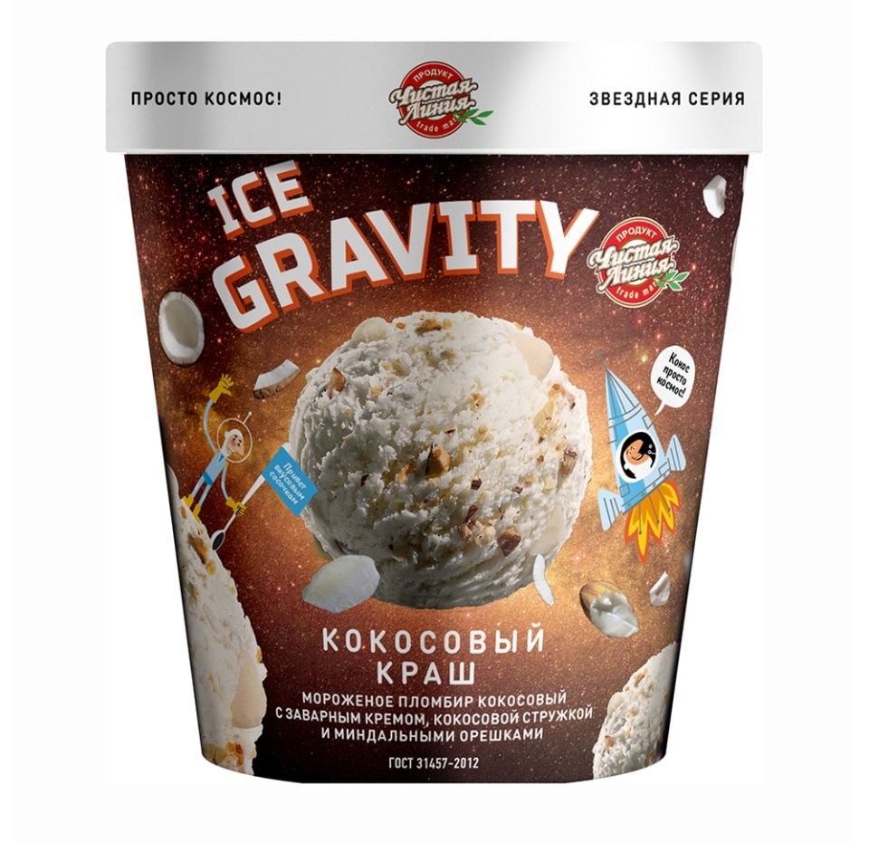 

Мороженое Чистая Линия Кокосовый краш, пломбир 12%, без змж, картонный стакан 270 г