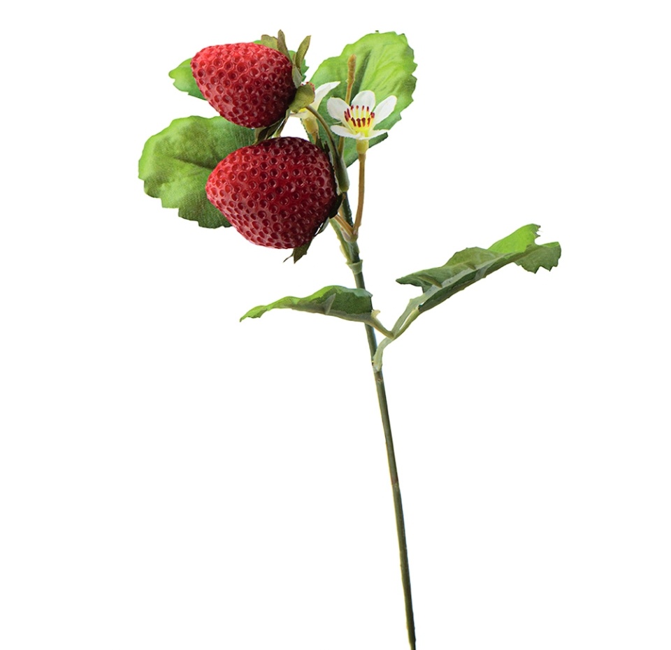 

Декоративное украшение Fiebiger Floristik Коллекция Традиции ветка с красными ягодами клубники 24 см