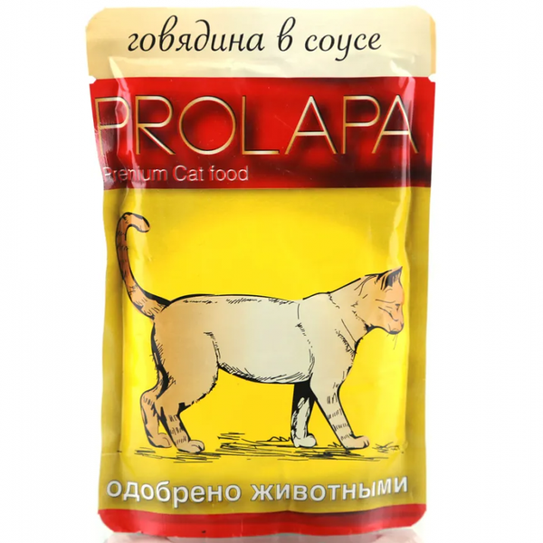 Влажный корм для кошек Prolapa Premium с говядиной в соусе 100 г