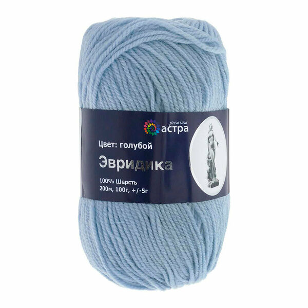 Пряжа Astra Premium 'Эвридика' 100гр. 200м (100% шерсть)(13 голубой),шт