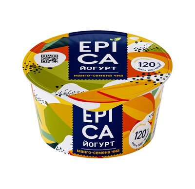 Йогурт Epica высокобелковый манго/семена чиа 5,0% Россия