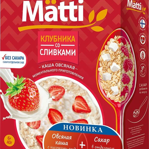 Каша Matti Овсяная Клубника со сливками 6*40г