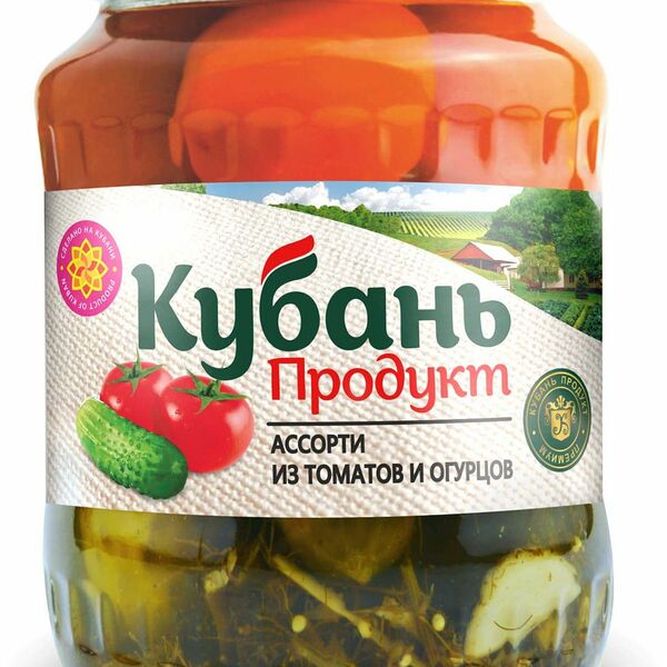 Ассорти маринованное Кубань Продукт из томатов и огурцов 680 г