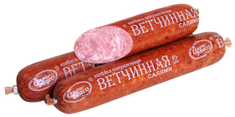 

Колбаса Царь-Мясо Ветчинная салями полукопченая вес
