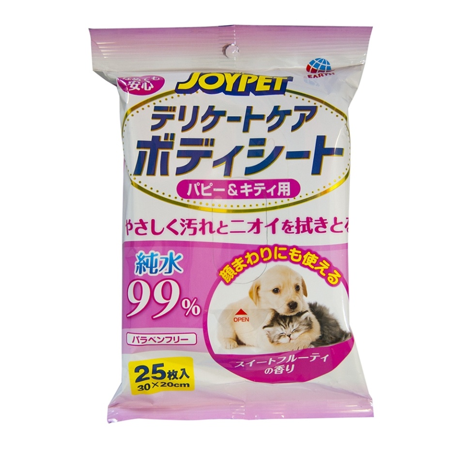 

Шампуневые полотенца для котят и щенков JAPAN PREMIUM PET деликатный уход 30х20см, 25шт