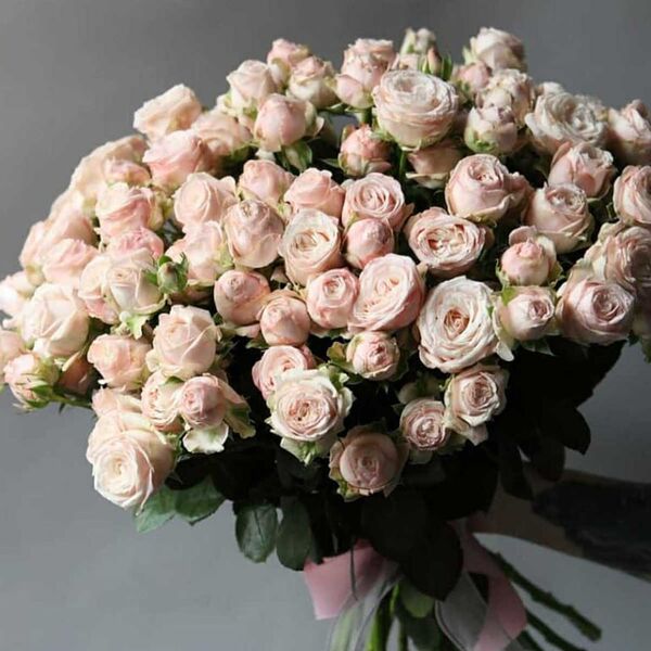 Букет из нежно-розовой кустовой пионовидной розы