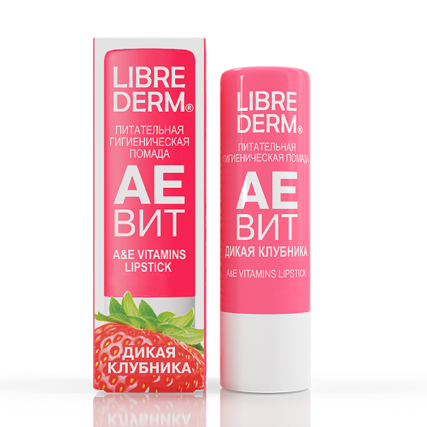 Помада гигиеническая Librederm Vitamins Aevit питательная дикая клубника 4 г