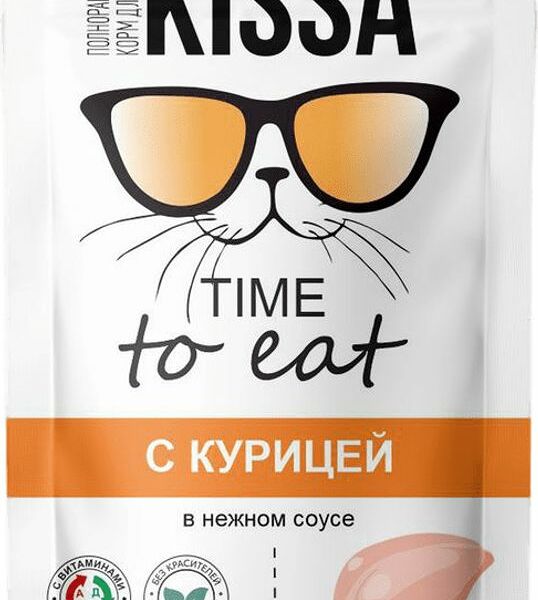 Корм влажный Kissa с курицей в соусе для взрослых кошек 75г