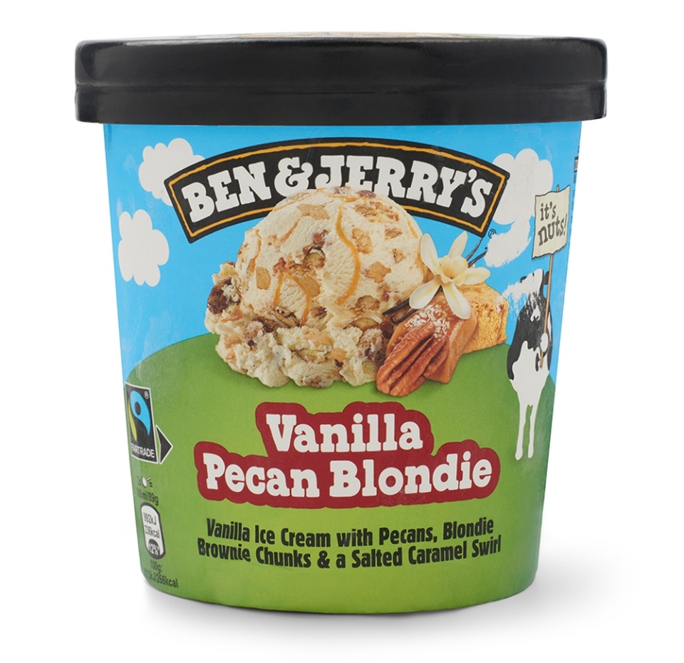 

Мороженое ванильное с орешками пекан, кусочками «Брауни» и солёной карамелью, Ben & Jerry's 408 г