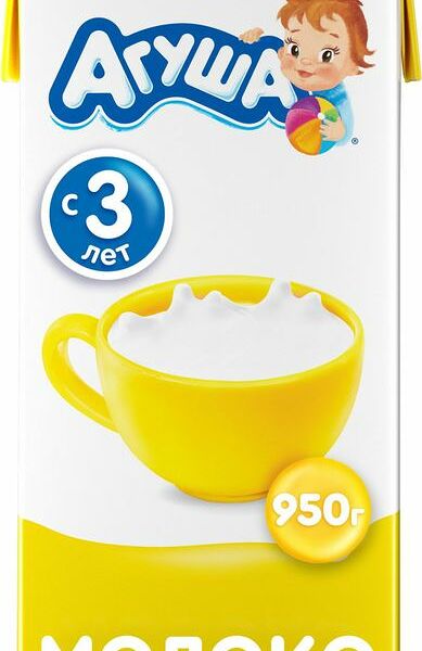 Молоко Агуша 3.2% стерилизованное с 3 лет 950г
