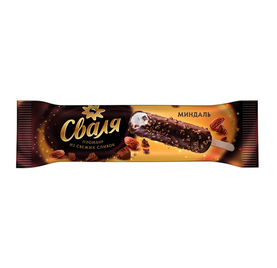 

Мороженое пломбир Сваля в шоколадной глазури с миндалём 14% 63 г