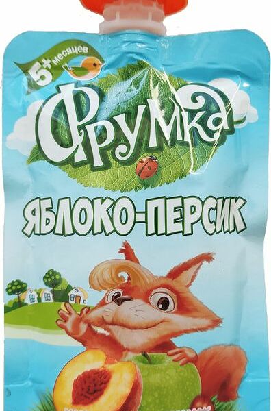 Пюре Фрумка яблоко-персик для детей от 5 мес. 90г