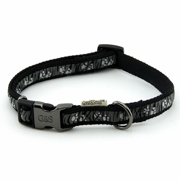 Ошейник для собак GREAT&SMALL с принтом лапки 20х350-550мм нейлон черный