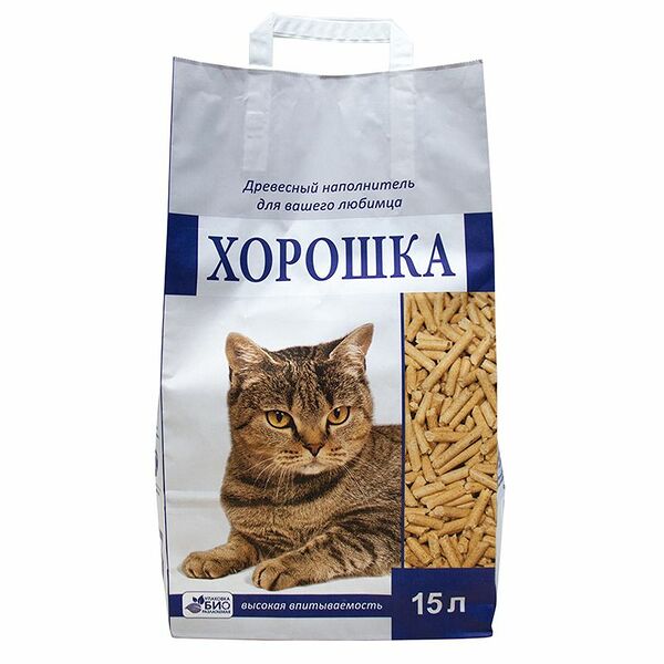 Наполнитель для кошачьего туалета ХОРОШКА древесный