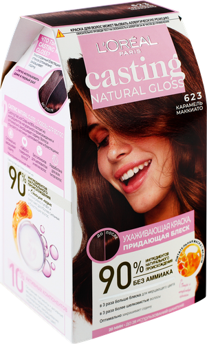 

Краска-уход для волос без аммиака L'Oreal Paris Casting Natural Gloss, оттенок 623, Карамель маккиато, 180 мл