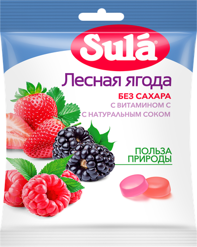 

Леденцы Sula без сахара с витамином С Лесная ягода 60 г