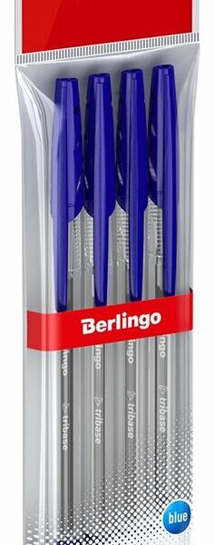 Ручки шариковые синие Berlingo Tribase 1мм 4шт.