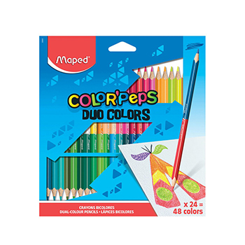 

Карандаши двусторонние Maped "Color'Peps Duo" 24 штуки, 48 цветов трехгранные, 829602 Китай