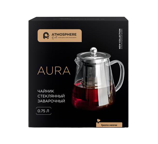 Чайник Atmosphere of Art стеклянный заварочный Aura, 0.75 л