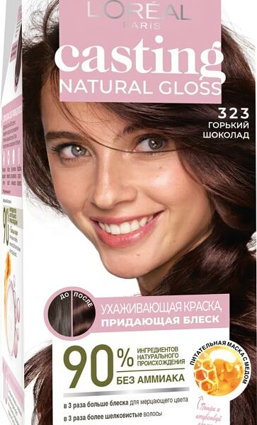 Краска-уход для волос Loreal Paris Casting Natural Gloss без аммиака оттенок 323 Горький шоколад