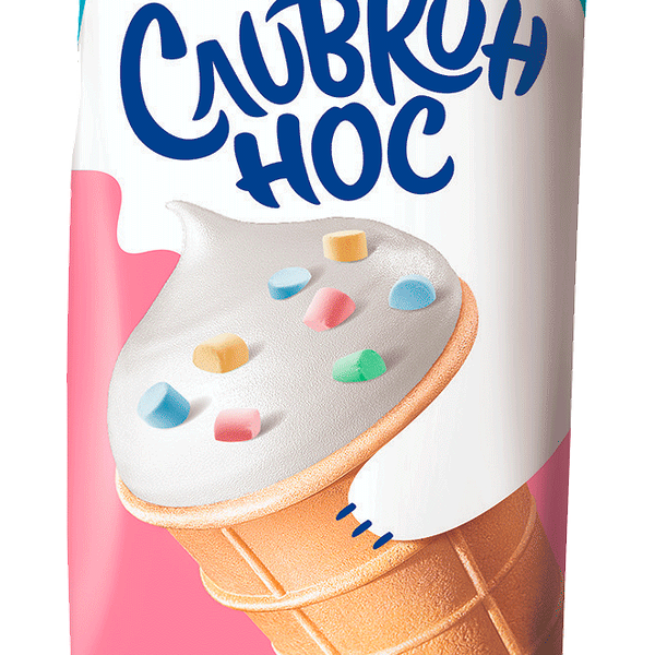 Мороженое Сливкин с Пломбир Зефир Marshmellows в вафельном стакане 80г