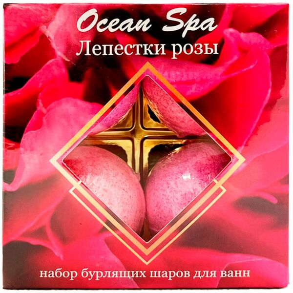 Набор бурлящих шаров для ванн Laboratory Katrin Ocean Spa Лепестки розы 4шт*40г
