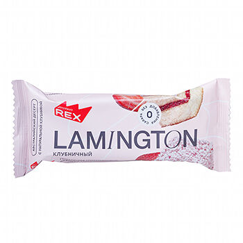 Пирожное протеиновое ProteinRex Lamington Клубничный (без сахара)