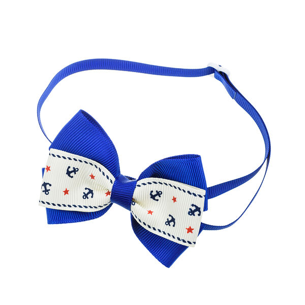 Галстук-бант сине-белый с якорями