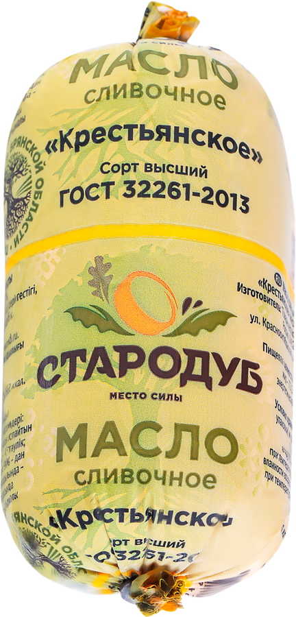 

Масло сладкосливочное СТАРОДУБ Крестьянское несоленое 72,5%