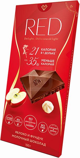 

Шоколад Red Delight молочный Яблоко фундук без сахара