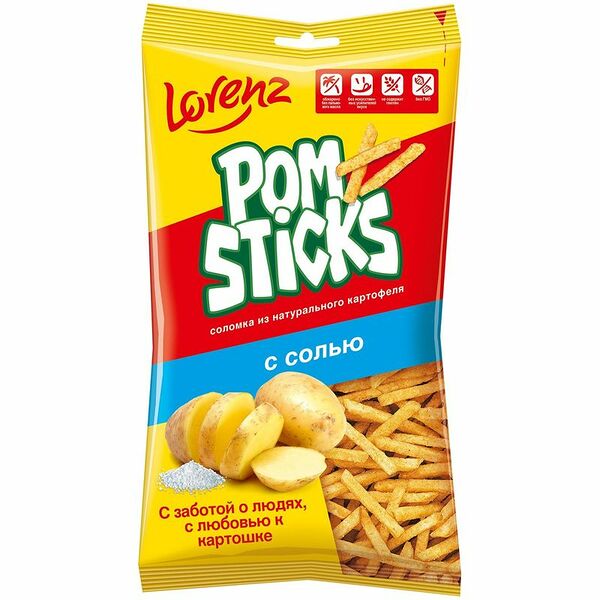Чипсы картофельные соломкой Pomsticks с солью, 100г