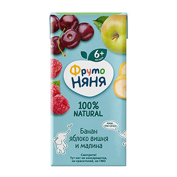 Нектар ФрутоНяня Банан, яблоко, вишня и малина с 6 месяцев 200 мл