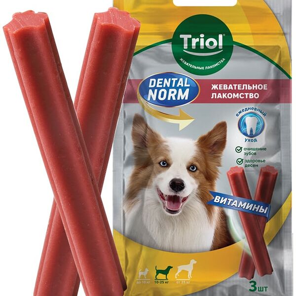 Лакомство для собак средних пород Тriol Dental Norm Палочки жевательные с витаминами 3шт 75г